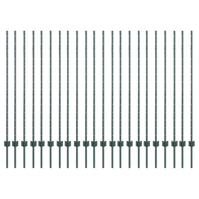 Vidaxl afrasteringspaal 22 pcs groen 180 cm staal