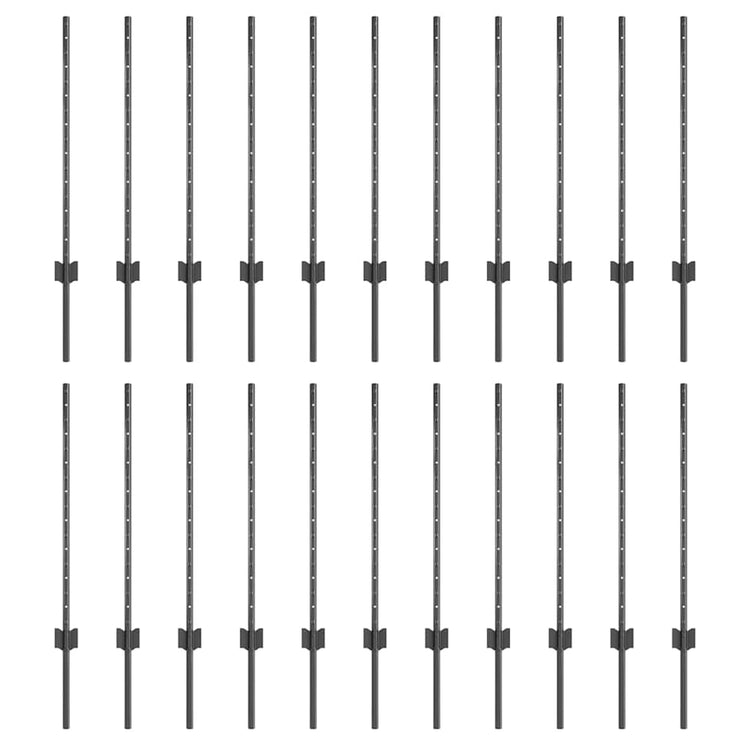 Vidaxl afrasteringspaal 22 pcs grijs 120 cm staal
