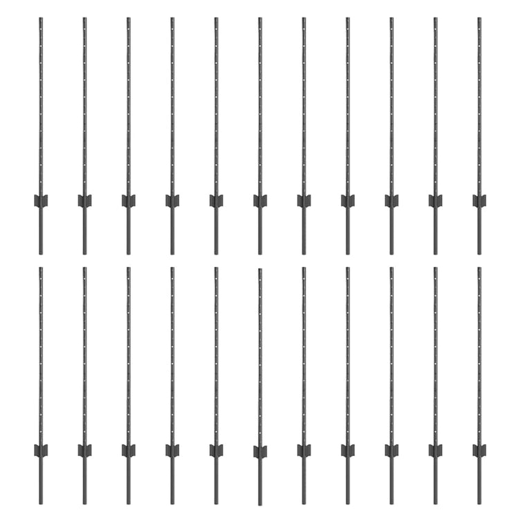 Vidaxl afrasteringspaal 22 pcs grijs 140 cm staal