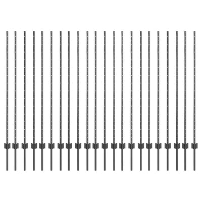 Vidaxl afrasteringspaal 22 pcs grijs 180 cm staal