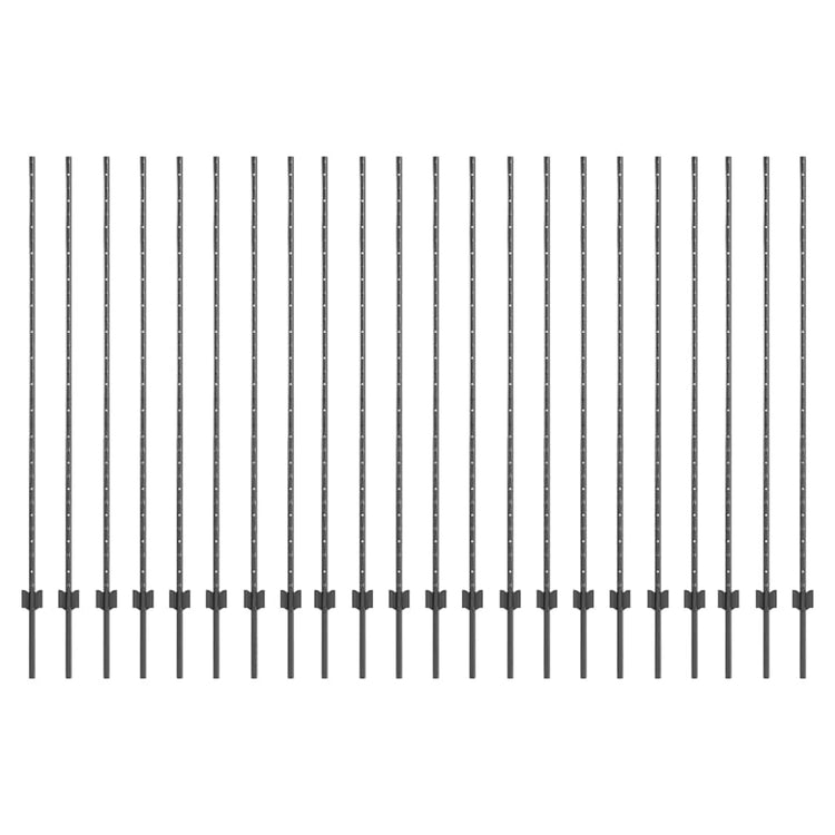 Vidaxl afrasteringspaal 22 pcs grijs 200 cm staal