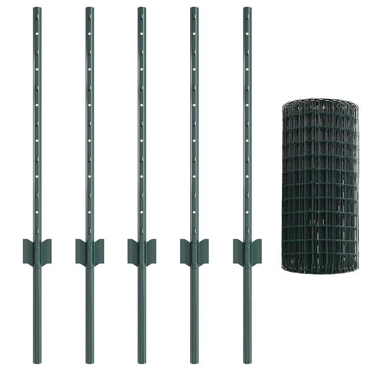 Vidaxl euro-hek met palen 10 x 0,6 m pvc-coated staal groen mesh