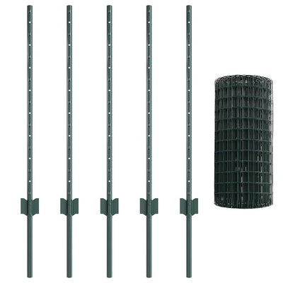 Vidaxl hek met paal groen 0,8 x 10 m staal en pvc