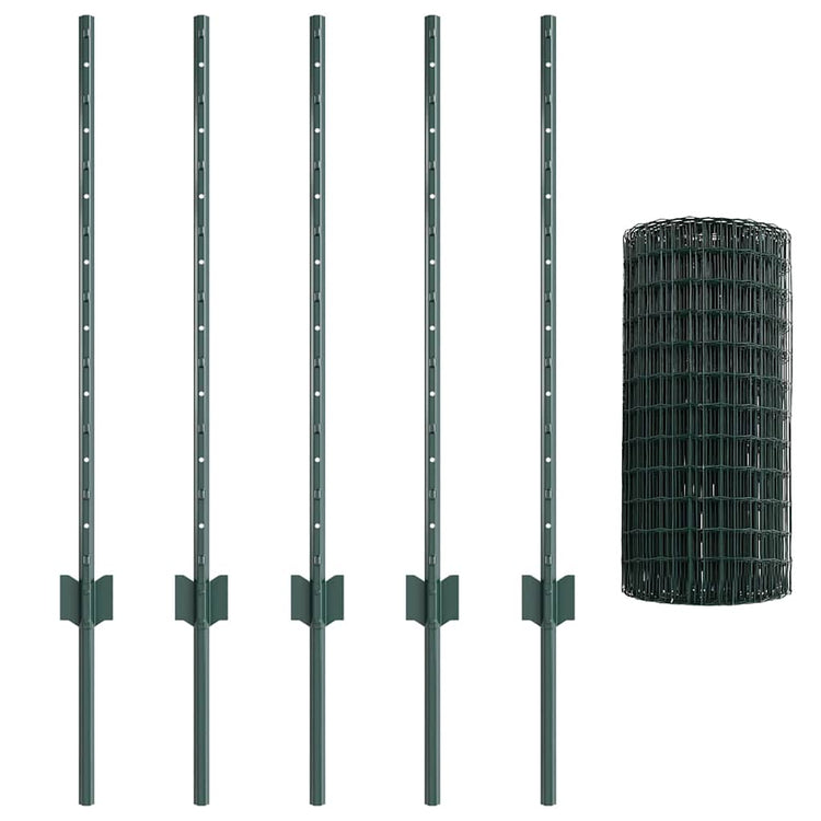 Vidaxl euro-hek met palen 10 x 0,8 m pvc-coated staal groen mesh