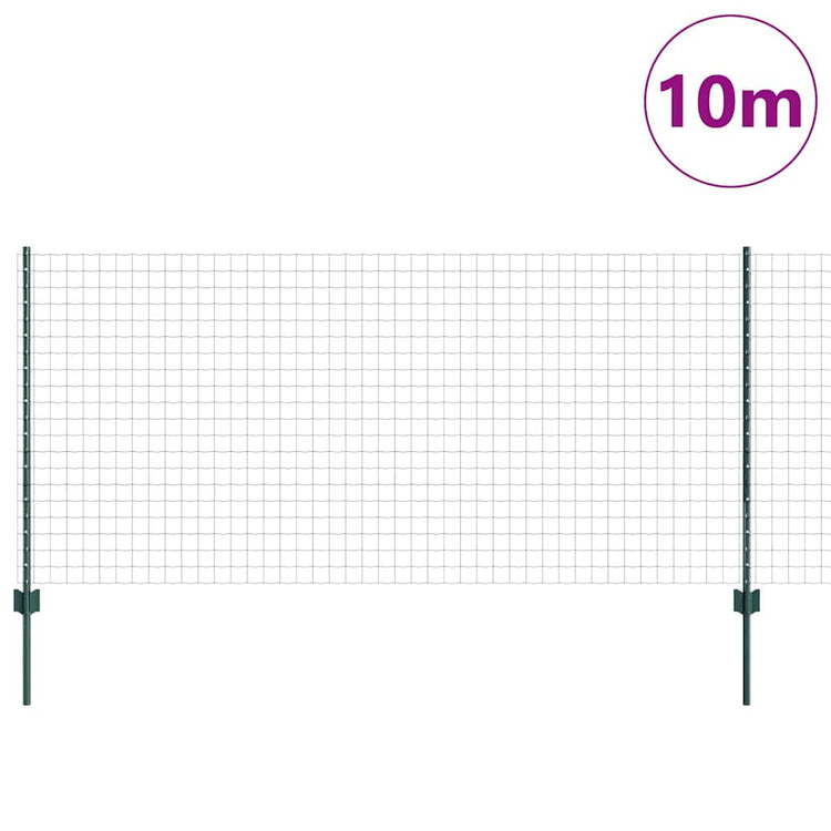Vidaxl euro-hek met palen 10 x 1 m pvc-coated staal groen mesh
