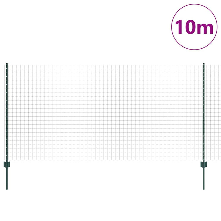 Vidaxl euro-hek met palen 10 x 1,2 m pvc-coated staal groen mesh