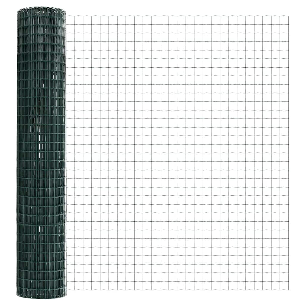 Vidaxl hek met paal groen 1,6 x 10 m staal en pvc