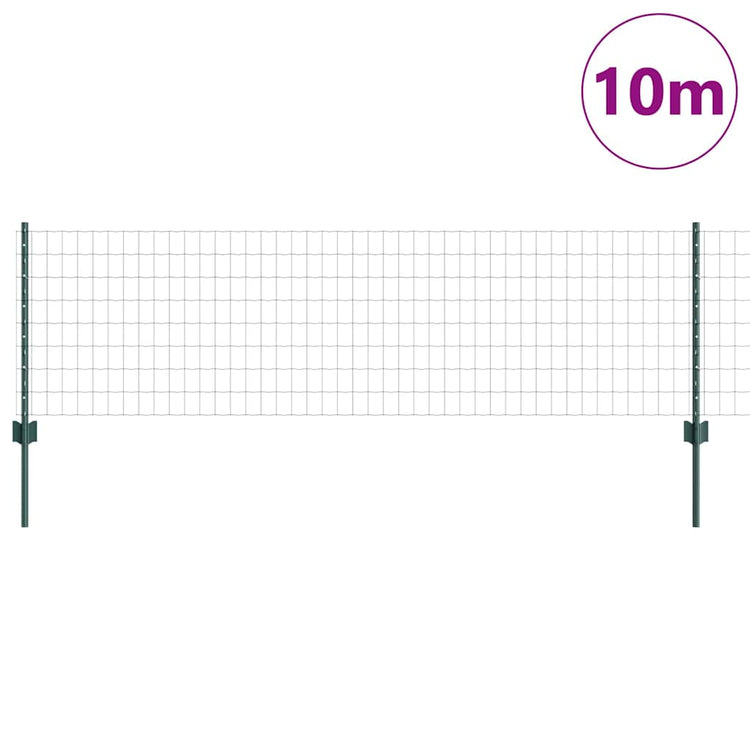 Vidaxl euro-hek met palen 10 x 0,6 m pvc-coated staal groen mesh