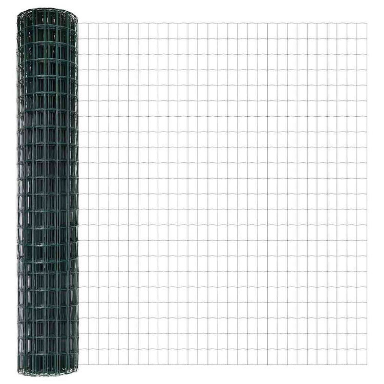 Vidaxl hek met paal groen 1,5 x 10 m staal en pvc