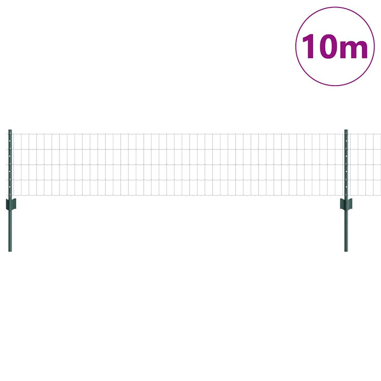 Vidaxl euro-hek met palen 10 x 0,4 m pvc-coated staal groen mesh