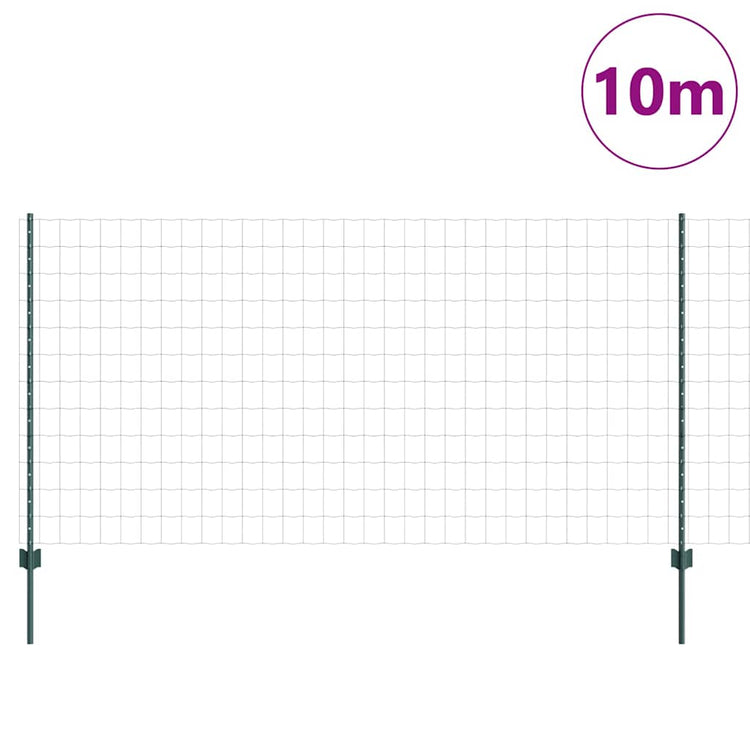 Vidaxl euro-hek met palen 10 x 1,2 m pvc-coated staal groen mesh