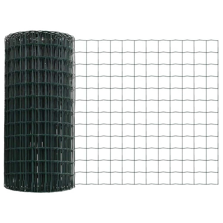 Vidaxl euro-hek met palen 10 x 0,6 m pvc-coated staal groen mesh