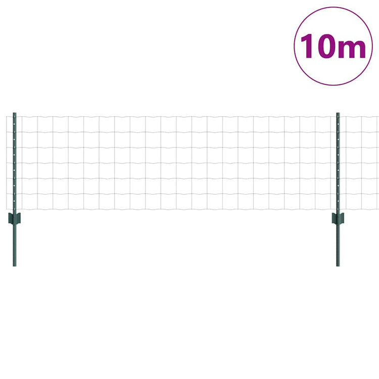 Vidaxl euro-hek met palen 10 x 0,6 m pvc-coated staal groen mesh