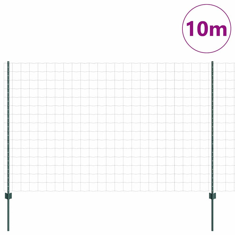 Vidaxl euro-hek met palen 10 x 1,6 m pvc-coated staal groen mesh