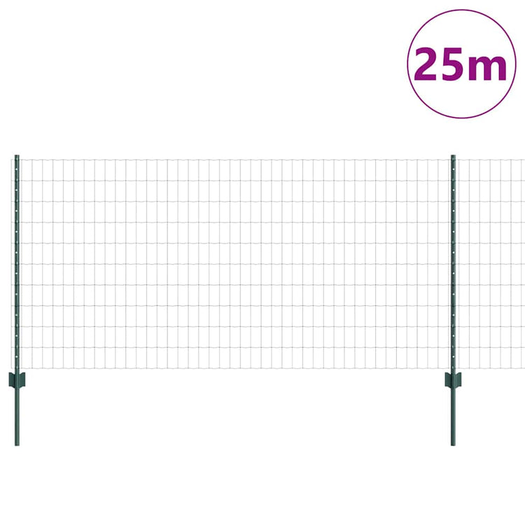 Vidaxl euro-hek met palen 25 x 1 m pvc-coated staal groen mesh