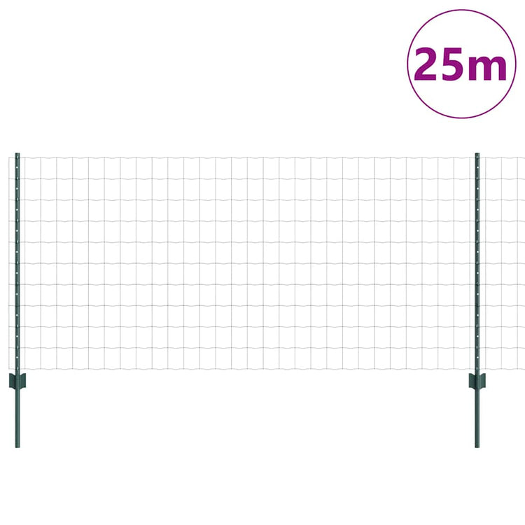 Vidaxl euro-hek met palen 25 x 1 m pvc-coated staal groen mesh