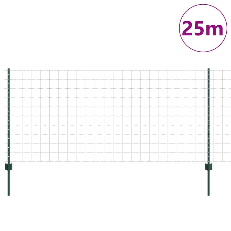 Vidaxl euro-hek met palen 25 x 1 m pvc-coated staal groen mesh
