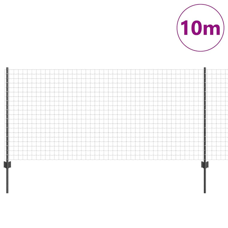 Vidaxl euro-hek met palen 10 x 1 m pvc-coated staal grijs mesh