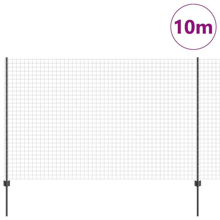 Vidaxl euro-hek met palen 10 x 1,6 m pvc-coated staal grijs mesh