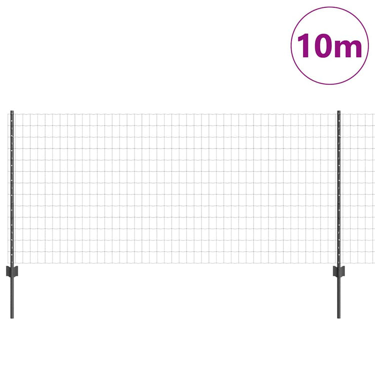 Vidaxl euro-hek met palen 10 x 1 m pvc-coated staal grijs mesh