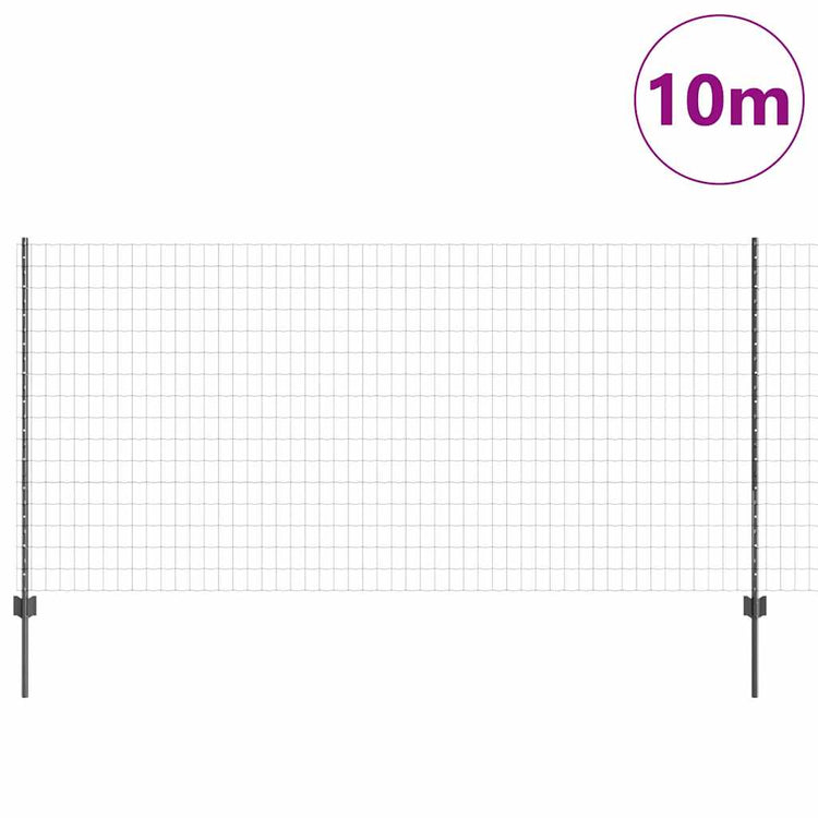 Vidaxl euro-hek met palen 10 x 1,2 m pvc-coated staal grijs mesh