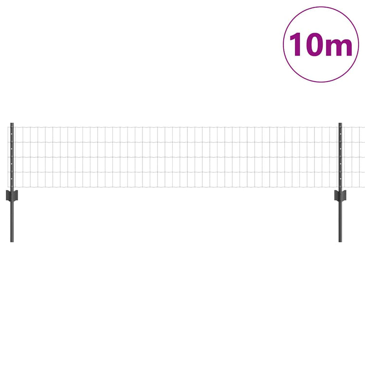 Vidaxl euro-hek met palen 10 x 0,4 m pvc-coated staal grijs mesh