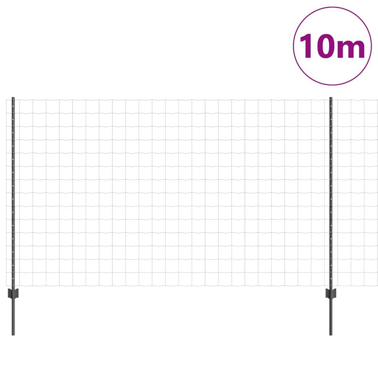 Vidaxl euro-hek met palen 10 x 1,4 m pvc-coated staal grijs mesh