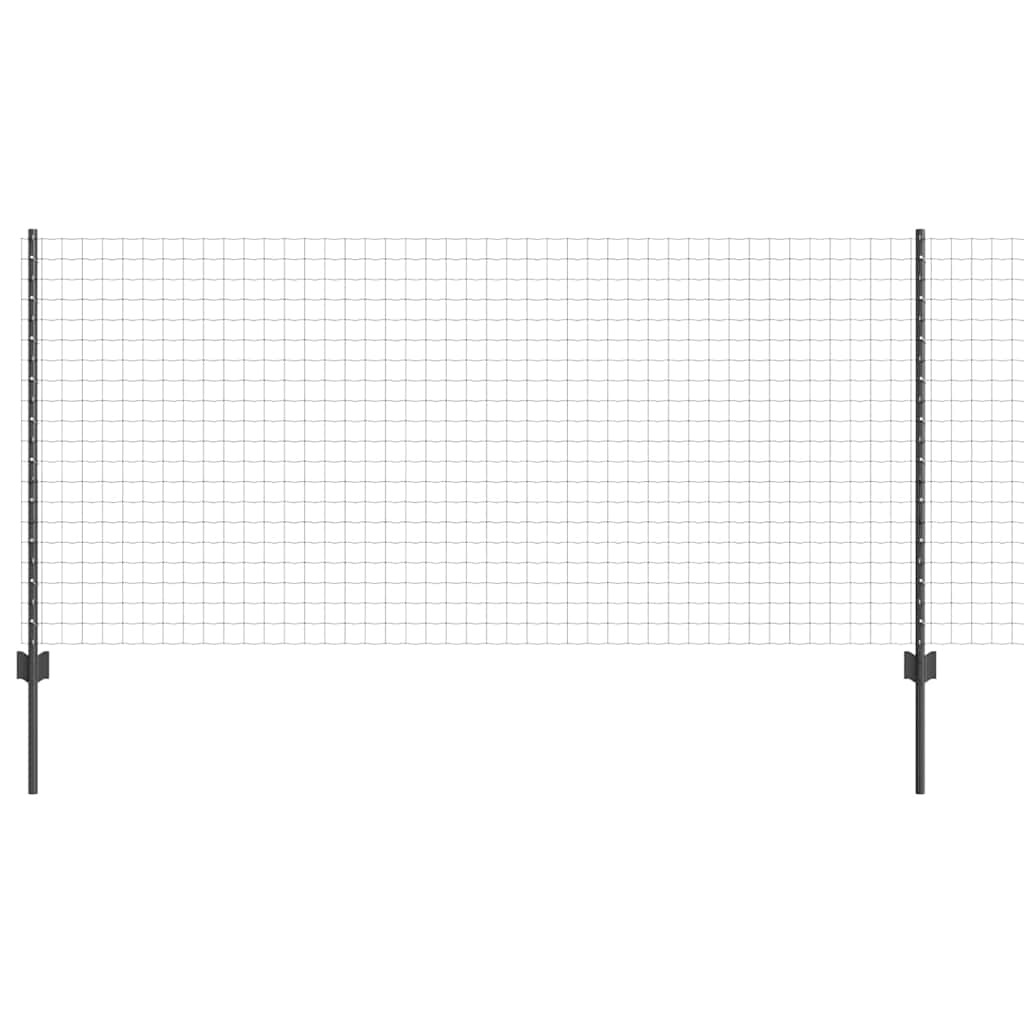 Vidaxl hek met paal grijs 1 x 25 m staal en pvc