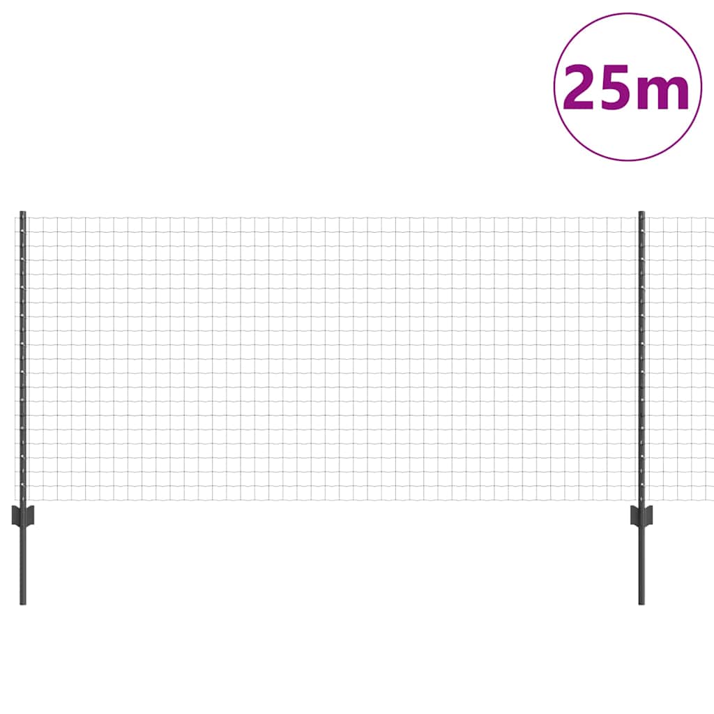 Vidaxl hek met paal grijs 1 x 25 m staal en pvc