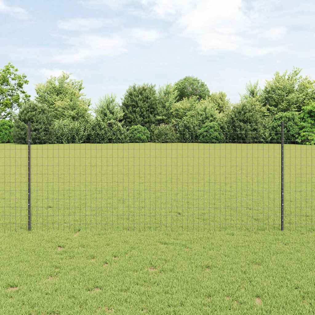 Vidaxl hek met paal grijs 1 x 25 m staal en pvc