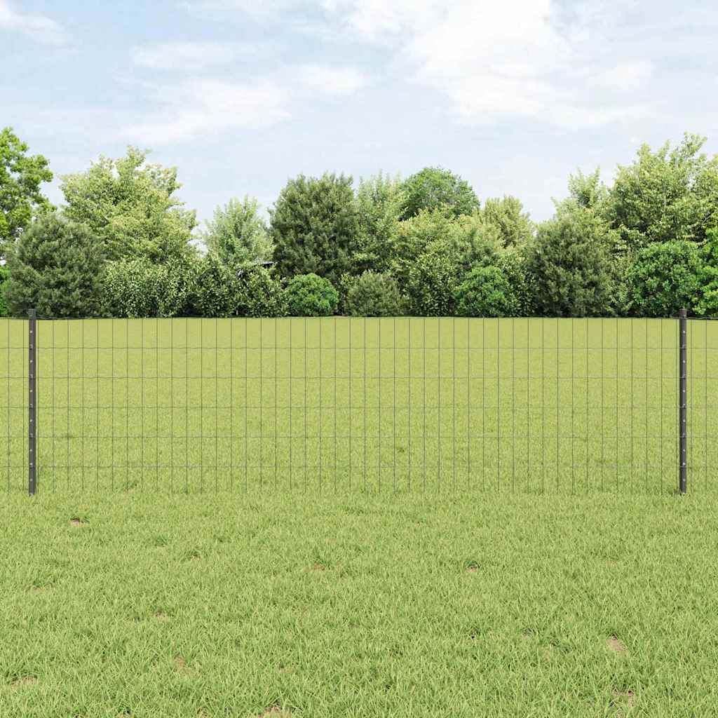 Vidaxl hek met paal grijs 0,6 x 25 m staal en pvc