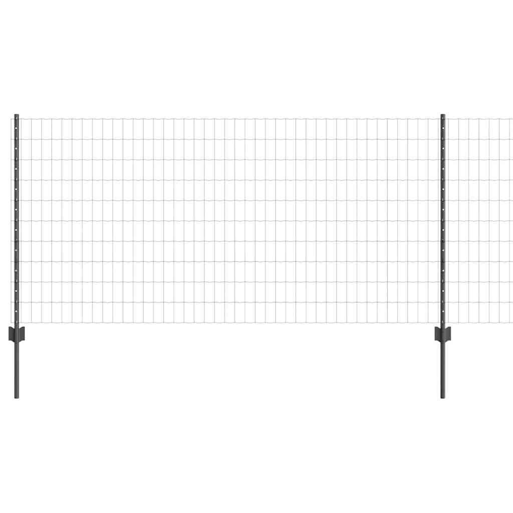 Vidaxl hek met paal grijs 1 x 25 m staal en pvc