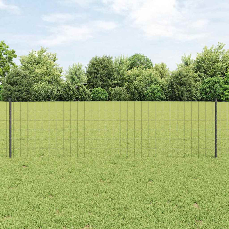 Vidaxl euro-hek met palen 25 x 0,6 m pvc-coated staal grijs mesh