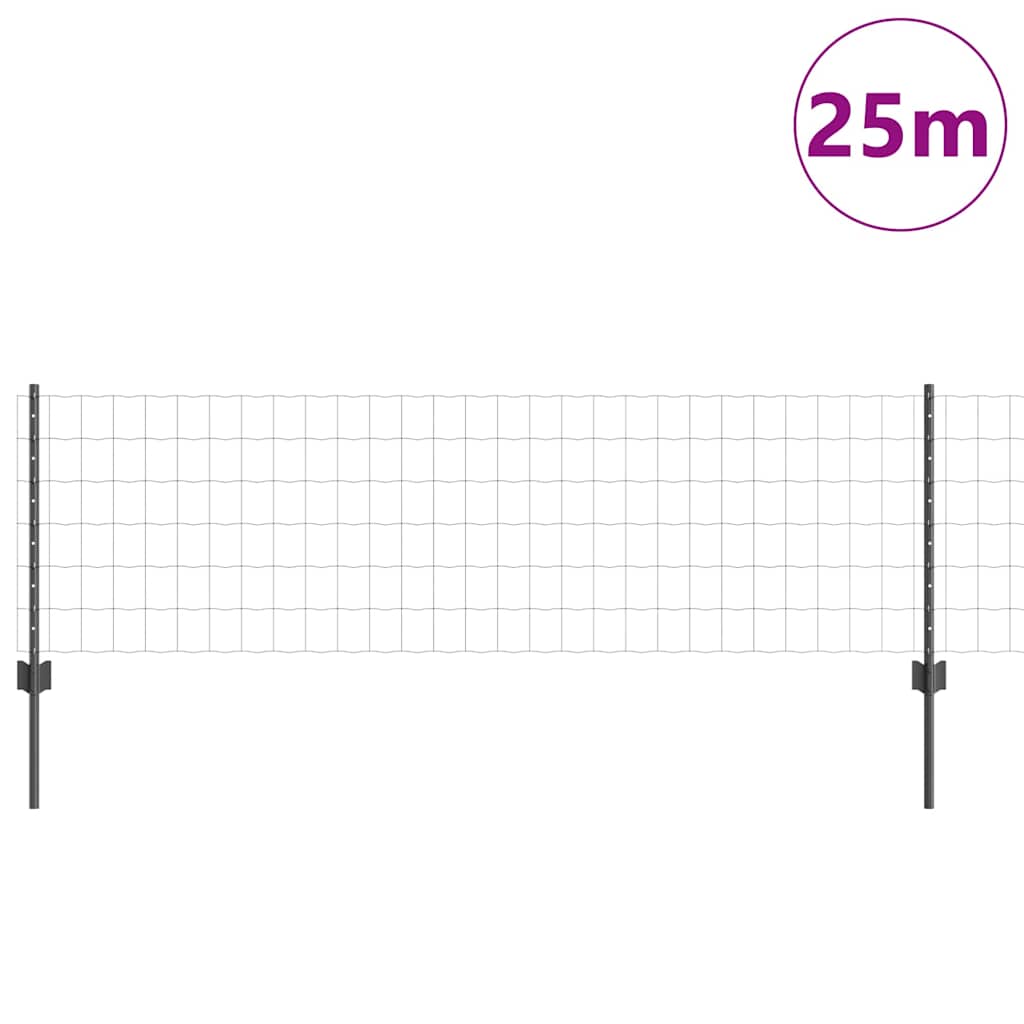 Vidaxl hek met paal grijs 0,6 x 25 m staal en pvc