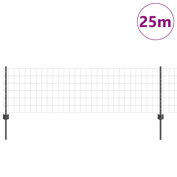 Vidaxl euro-hek met palen 25 x 0,6 m pvc-coated staal grijs mesh