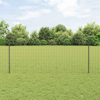 Vidaxl hek met paal grijs 1 x 25 m staal en pvc