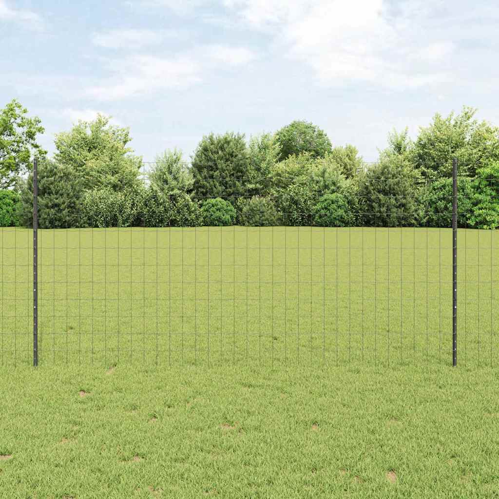 Vidaxl hek met paal grijs 1,2 x 25 m staal en pvc