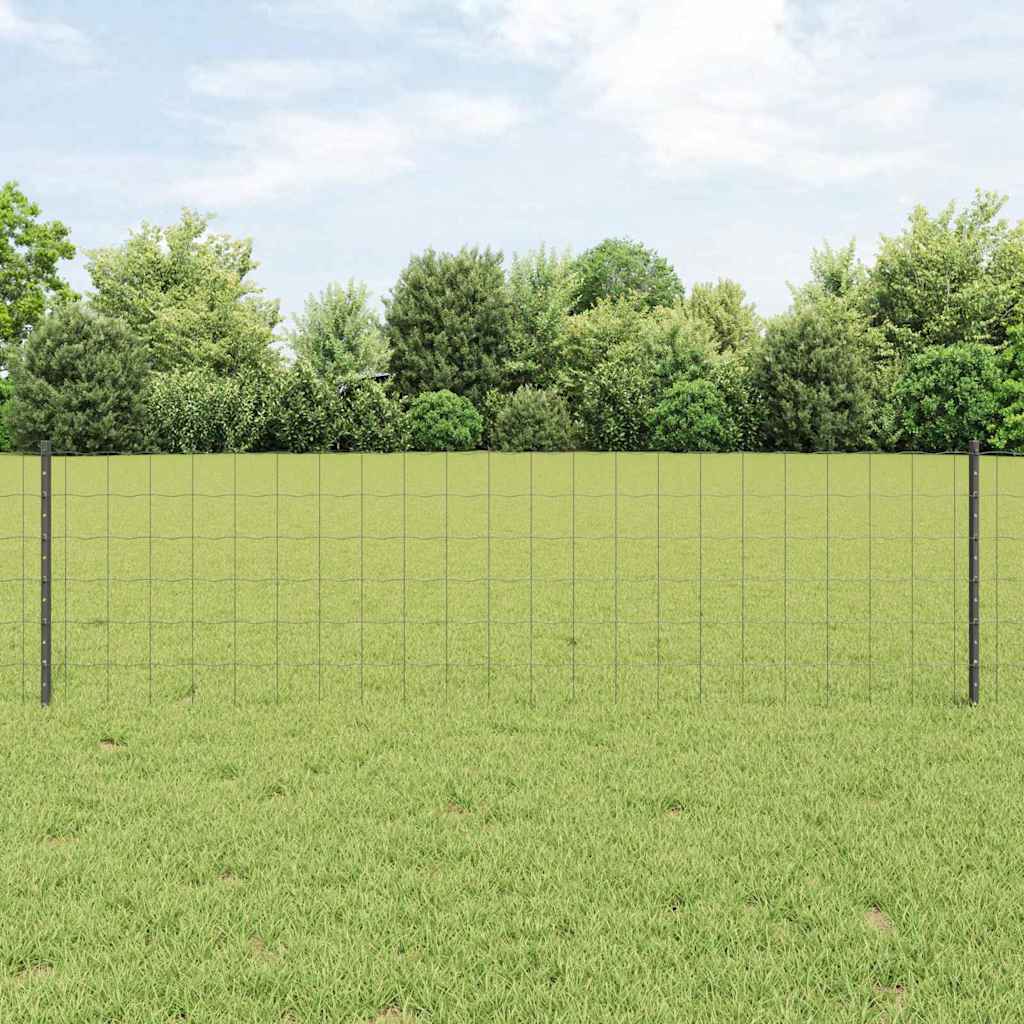Vidaxl euro-hek met palen 25 x 0,6 m pvc-coated staal grijs mesh