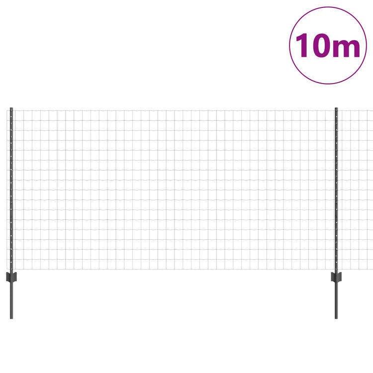 Vidaxl euro-hek met palen 10 x 1,2 m pvc-coated staal grijs mesh