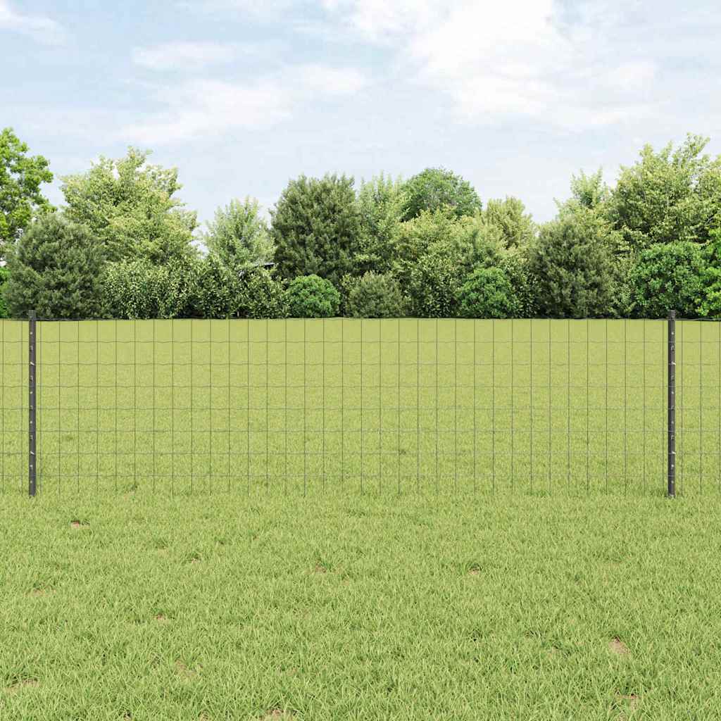Vidaxl hek met paal grijs 0,6 x 25 m staal en pvc