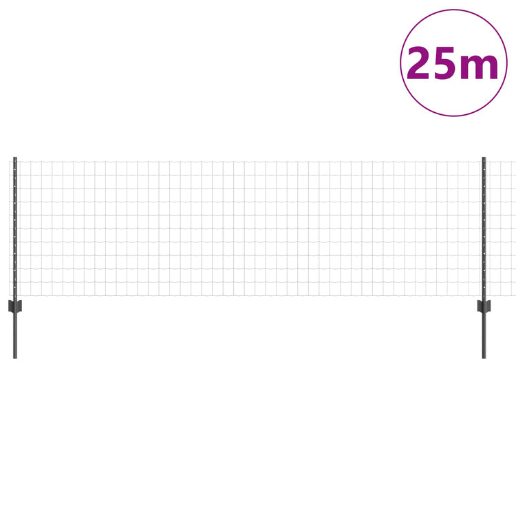 Vidaxl euro-hek met palen 25 x 0,8 m pvc-coated staal grijs mesh