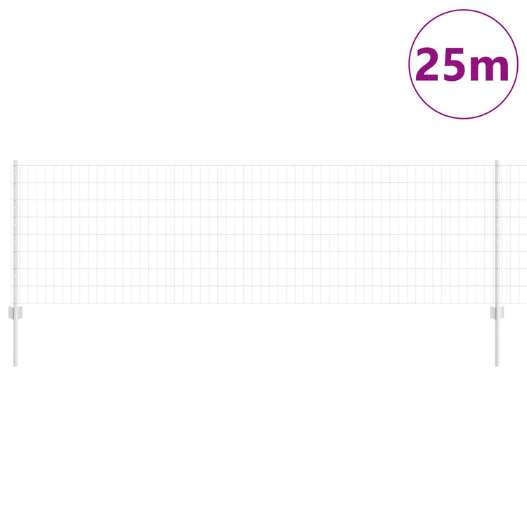 Vidaxl euro-hek met palen 25 x 0,8 m gegalvaniseerd staal mesh