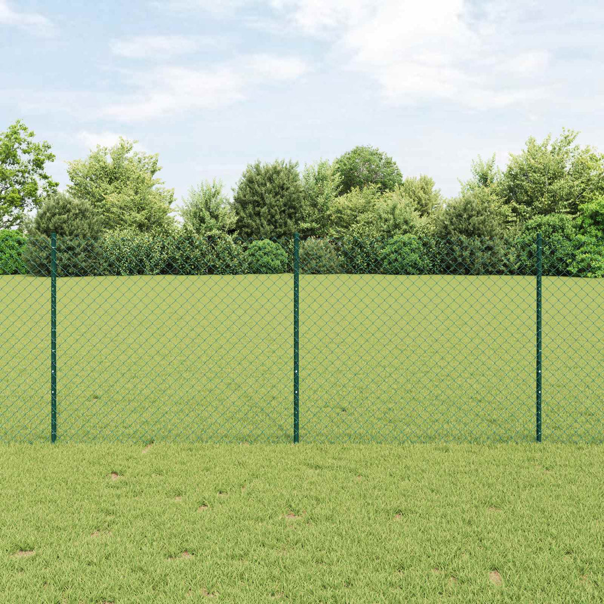 Vidaxl hek met paal groen 1 x 10 m staal en pvc