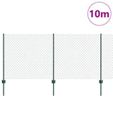 Vidaxl hek met paal groen 1 x 10 m staal en pvc - afbeelding 3