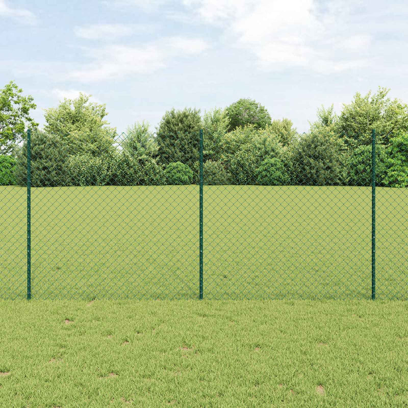 Vidaxl hek met paal groen 1,2 x 10 m staal en pvc