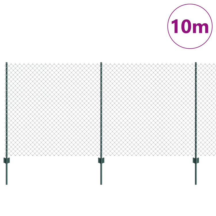Vidaxl gaashek met palen 10 x 1,2 m pvc-coated staal groen mesh