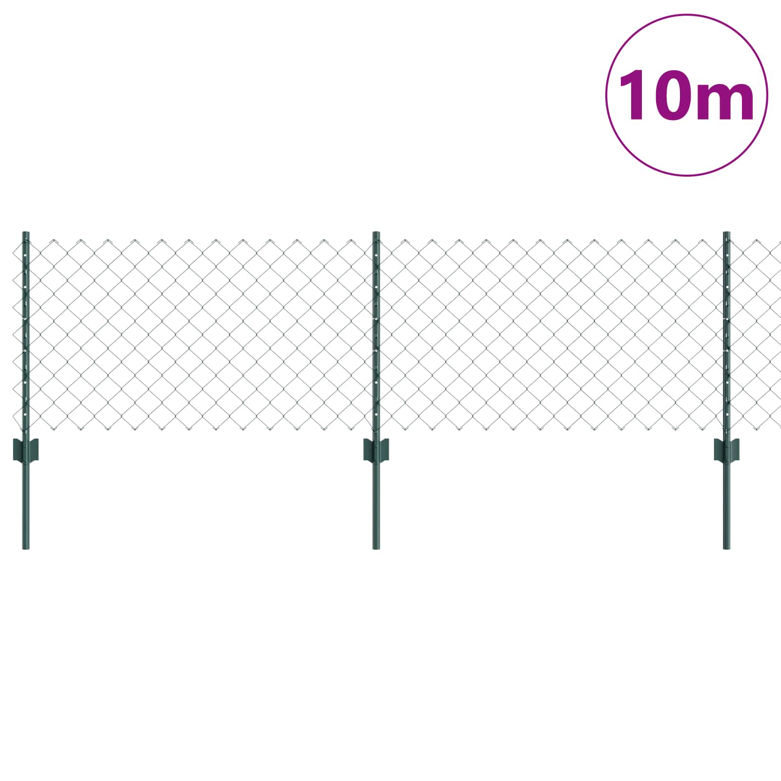 Vidaxl hek met paal groen 0,6 x 10 m staal en pvc