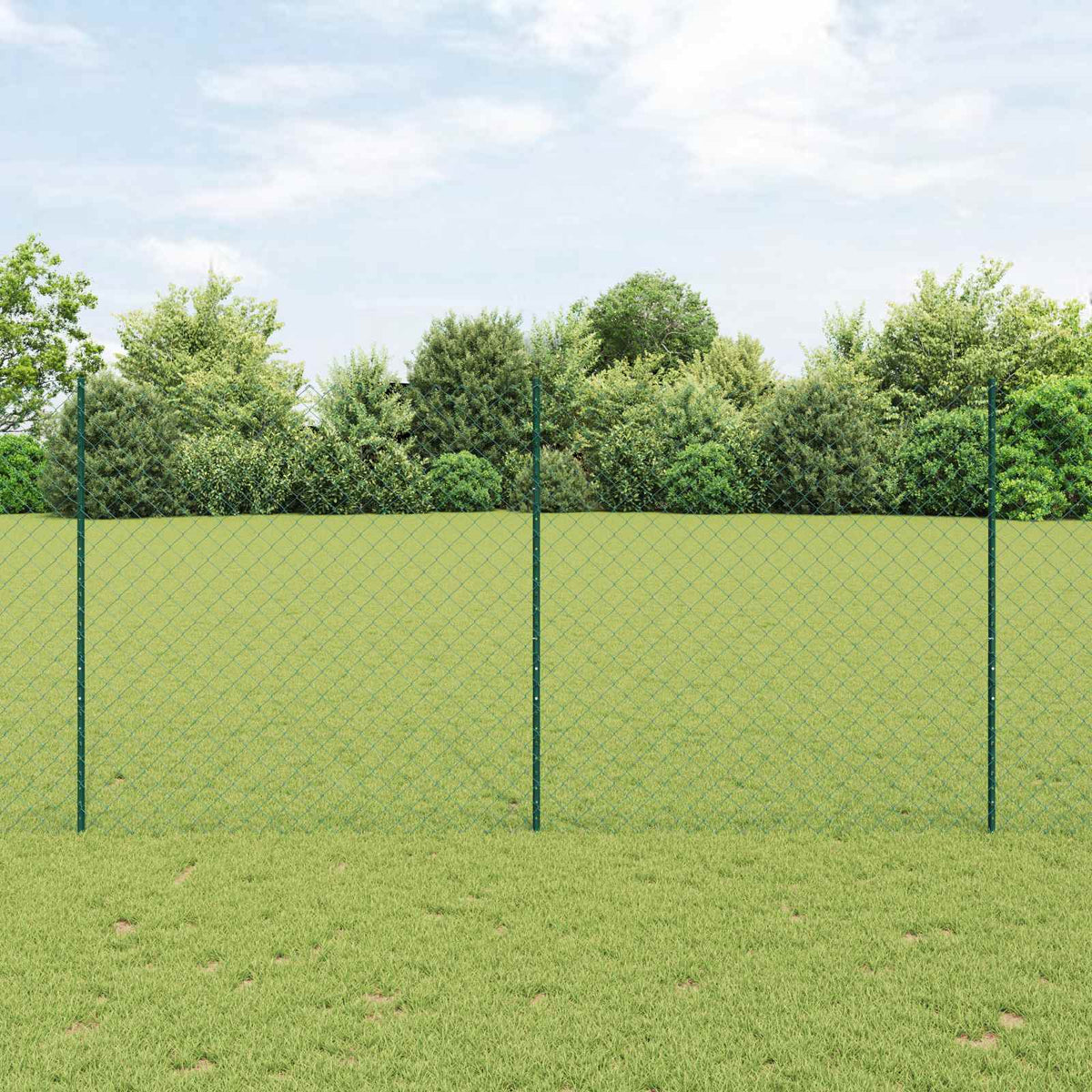 Vidaxl hek met paal groen 1,5 x 10 m staal en pvc
