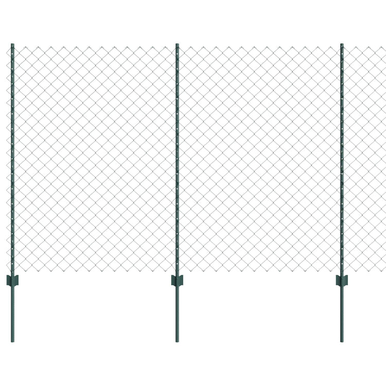 Vidaxl hek met paal groen 1,5 x 10 m staal en pvc