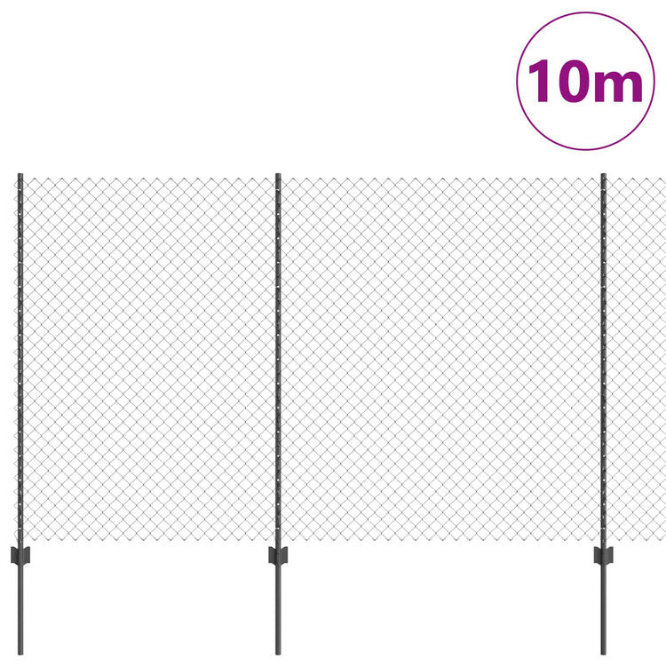 Vidaxl gaashek met palen 10 x 1,5 m pvc-coated staal grijs mesh